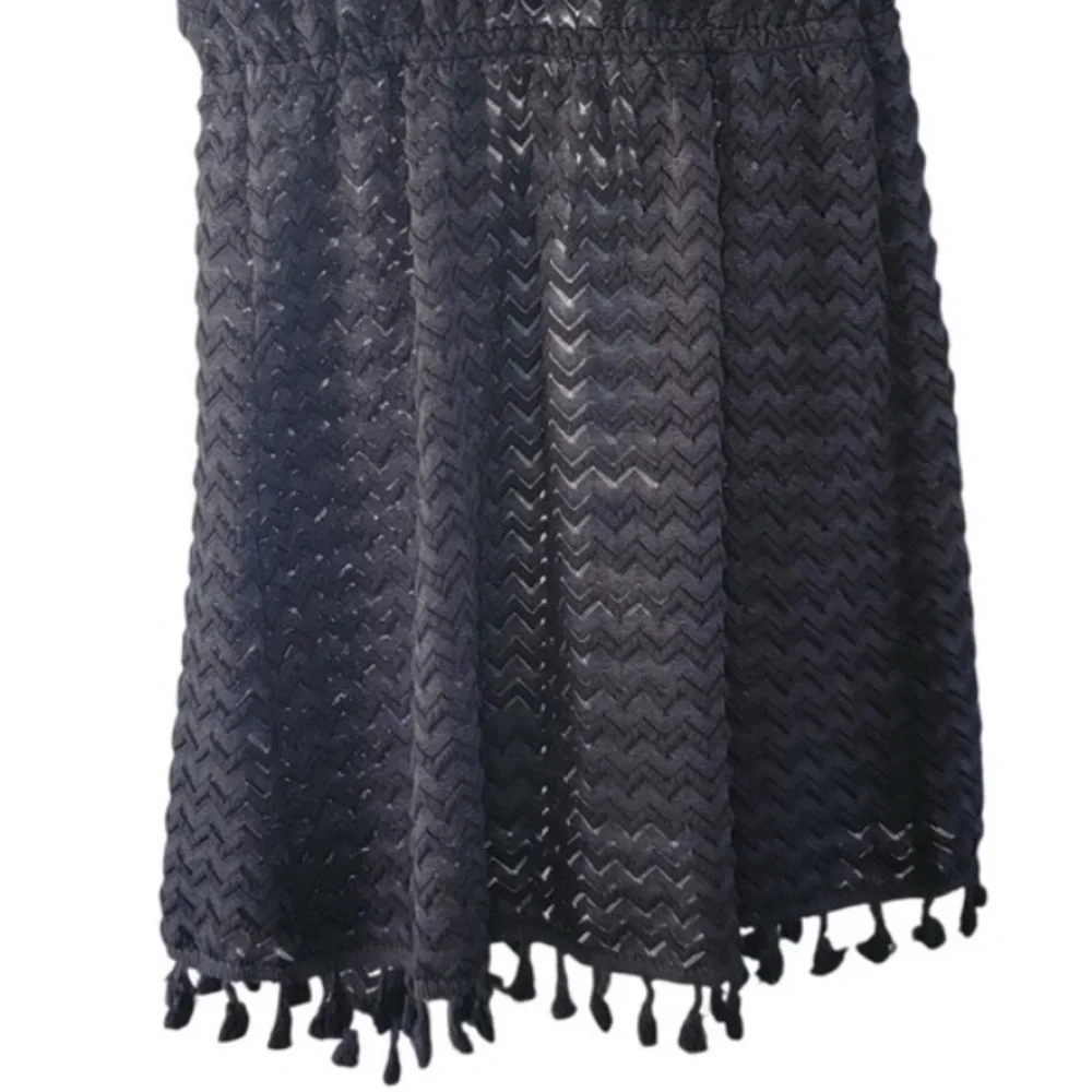 NWT Miken Black Swim Coverup with Chevron Design - Picture 4 of 7